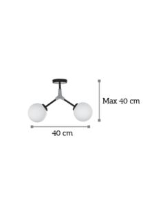 InLight Κρεμαστό φωτιστικό από μαύρο μέταλλο και λευκή οπαλίνα 2XE27 D:40cm 6167-2-GL