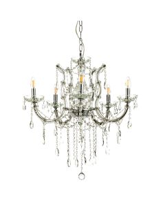 InLight Κρεμαστό φωτιστικό από χρώμιο μέταλλο γυαλί και κρύσταλλα 6XE14 D:70cm 5244-6-Χρώμιο