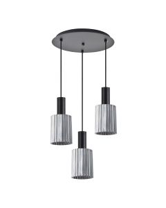 SE21-BL-4-3BL-GL1 ADEPT TUBE Black Pendant Smoked Glass+ HOMELIGHTING 77-8487
