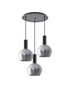 SE21-BL-4-3BL-GL2 ADEPT TUBE Black Pendant Smoked Glass+ HOMELIGHTING 77-8494