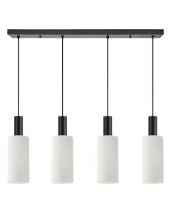 SE21-BL-4-4BL-GL3 ADEPT TUBE Black Pendant White Glass+ HOMELIGHTING 77-8567