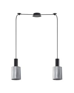 SE21-BL-4-BL2-GL1 ADEPT TUBE Black Pendant Smoked Glass+ HOMELIGHTING 77-8486