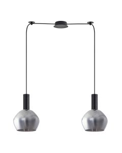 SE21-BL-4-BL2-GL2 ADEPT TUBE Black Pendant Smoked Glass+ HOMELIGHTING 77-8493