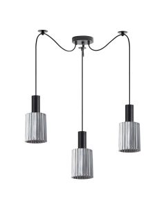 SE21-BL-4-BL3-GL1 ADEPT TUBE Black Pendant Smoked Glass+ HOMELIGHTING 77-8485