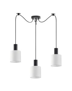 SE21-BL-4-BL3-SH1 ADEPT TUBE Black Pendant White Fabric Shade+ HOMELIGHTING 77-8507