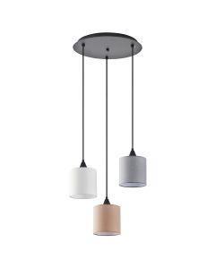 SE21-BL-B10-3BL-SH123 ADEPT FLEX  White, Grey, Brown Fabric Shade Pendant+ HOMELIGHTING 77-8960