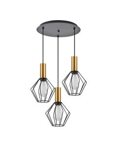 SE21-GM-4-3BL-GR1 ADEPT TUBE Gold Matt Pendant Black Metal Grid+ HOMELIGHTING 77-8621