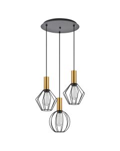 SE21-GM-4-3BL-GR12 ADEPT FLEX Gold Matt Pendant Black Metal Grid+ HOMELIGHTING 77-8935