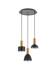 SE21-GM-4-3BL-MS123 ADEPT FLEX Gold Matt Pendant Black Metal Shade+ HOMELIGHTING 77-8940