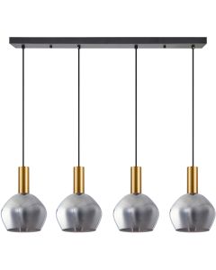 SE21-GM-4-4BL-GL2 ADEPT TUBE Gold Matt Pendant Smoked Glass+ HOMELIGHTING 77-8587