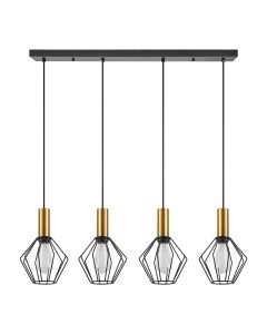 SE21-GM-4-4BL-GR1 ADEPT TUBE Gold Matt Pendant Black Metal Grid+ HOMELIGHTING 77-8623
