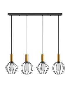 SE21-GM-4-4BL-GR12 ADEPT FLEX Gold Matt Pendant Black Metal Grid+ HOMELIGHTING 77-8937
