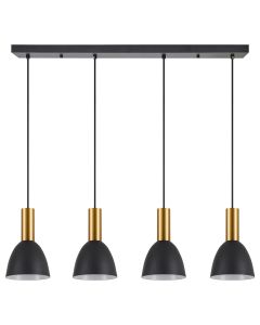 SE21-GM-4-4BL-MS2 ADEPT TUBE Gold Matt Pendant Black Metal Shade+ HOMELIGHTING 77-8644
