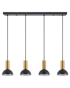SE21-GM-4-4BL-MS3 ADEPT TUBE Gold Matt Pendant Black Metal Shade+ HOMELIGHTING 77-8651