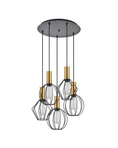SE21-GM-4-5BL-GR12 ADEPT FLEX Gold Matt Pendant Black Metal Grid+ HOMELIGHTING 77-8936