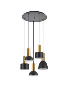 SE21-GM-4-5BL-MS123 ADEPT FLEX Gold Matt Pendant Black Metal Shade+ HOMELIGHTING 77-8941