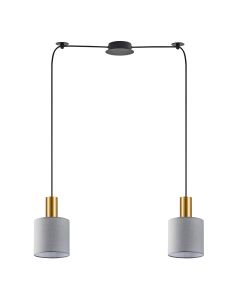 SE21-GM-4-BL2-SH2 ADEPT TUBE Gold Matt Pendant Grey Fabric Shade+ HOMELIGHTING 77-8606