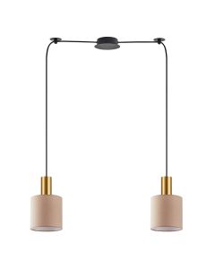 SE21-GM-4-BL2-SH3 ADEPT TUBE Gold Matt Pendant Brown Fabric Shade+ HOMELIGHTING 77-8613