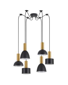 SE21-GM-4-BL6-MS12 ADEPT FLEX Gold Matt Pendant Black Metal Shade+ HOMELIGHTING 77-8943