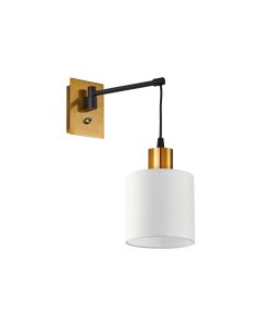 SE21-GM-9-SH1 ADEPT WALL LAMP Gold Matt and Black Metal Wall Lamp White Shade+ HOMELIGHTING 77-8875