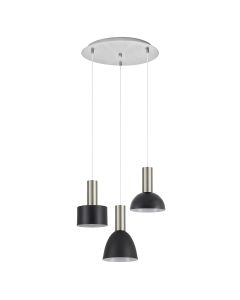 SE21-NM-4-3BL-MS123 ADEPT FLEX Nickel Matt Pendant Black Metal Shade+ HOMELIGHTING 77-8925