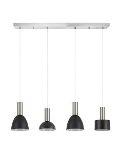 SE21-NM-4-4BL-MS123 ADEPT FLEX Nickel Matt Pendant Black Metal Shade+ HOMELIGHTING 77-8927