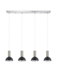 SE21-NM-4-4NM-MS3 ADEPT TUBE Nickel Matt Pendant Black Metal Shade+ HOMELIGHTING 77-8469