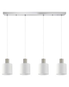 SE21-NM-4-4NM-SH1 ADEPT TUBE Nickel Matt Pendant White Fabric Shade+ HOMELIGHTING 77-8420