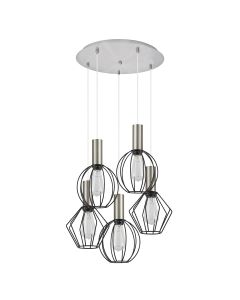 SE21-NM-4-5BL-GR12 ADEPT FLEX Nickel Matt Pendant Black Metal Grid+ HOMELIGHTING 77-8921