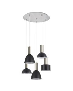 SE21-NM-4-5BL-MS123 ADEPT FLEX Nickel Matt Pendant Black Metal Shade+ HOMELIGHTING 77-8926