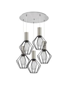 SE21-NM-4-5NM-GR1 ADEPT TUBE Nickel Matt Pendant Black Metal Grid+ HOMELIGHTING 77-8440