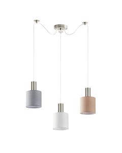 SE21-NM-4-BL3-SH12 ADEPT FLEX Nickel Matt Pendant White, Grey, Brown Fabric Shade+ HOMELIGHTING 77-8934