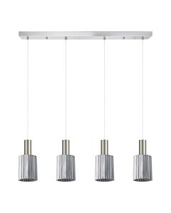 SE21-NM-4-GL1-4NM ADEPT TUBE Nickel Matt Pendant Smoked Glass+ HOMELIGHTING 77-8398