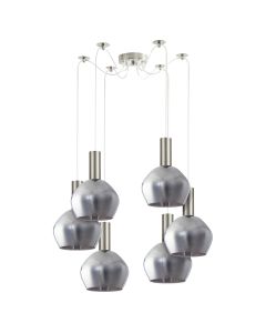 SE21-NM-4-GL2-NM6 ADEPT TUBE Nickel Matt Pendant Smoked Glass+ HOMELIGHTING 77-8400