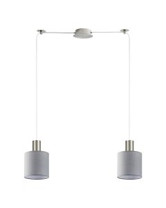 SE21-NM-4-NM2-SH2 ADEPT TUBE Nickel Matt Pendant Grey Fabric Shade+ HOMELIGHTING 77-8424