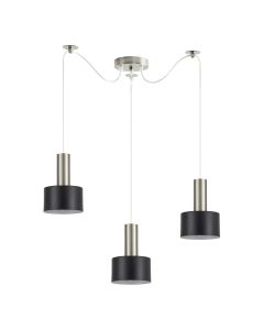 SE21-NM-4-NM3-MS1 ADEPT TUBE Nickel Matt Pendant Black Metal Shade+ HOMELIGHTING 77-8451