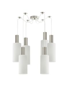 SE21-NM-4-NM6-GL3 ADEPT TUBE Nickel Matt Pendant White Glass+ HOMELIGHTING 77-8471