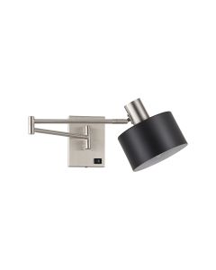 SE21-NM-52-MS1 ADEPT WALL LAMP Nickel Matt Wall lamp with Switcher and Black Metal Shade+ HOMELIGHTING 77-8375