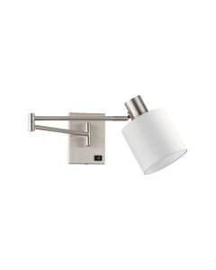 SE21-NM-52-SH1 ADEPT WALL LAMP Nickel Matt Wall lamp with Switcher and White Shade+ HOMELIGHTING 77-8372