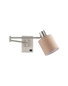 SE21-NM-52-SH3 ADEPT WALL LAMP Nickel Matt Wall lamp with Switcher and Brown Shade+ HOMELIGHTING 77-8374