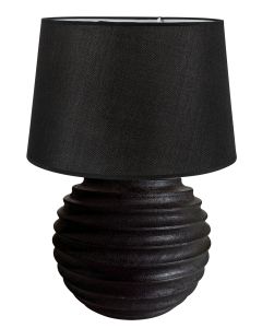 TLI 6333 40 BK ΕΠΙΤΡΑΠΕΖΙΑ ΛΑΜΠΑ ΞΥΛΙΝΗ ΣΤΡΟΓΓΥΛΗ ΜΕ ΡΑΒΔΩΣΕΙΣ & ΑΜΠΑΖΟΥΡ ΜΑΥΡΟ 1ΧΕ27 ARlight 02010039