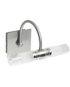 Απλίκα Μπάνιου IP44 Δίφωτη Γυαλί Διάφανο-Σατινάτο / Βάση Νίκελ Ματ Viokef Tube 460000