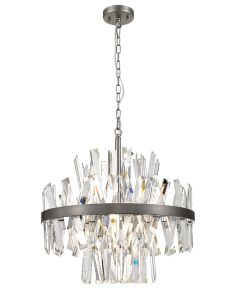 Κρεμαστό Κρεμαστό Οκτάφωτο 8xG9 D500xH1780mm Διάφανο Γυαλί-Ασημί Αντικέ Viokef Veronica 4315200