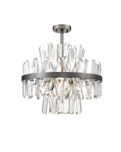 Κρεμαστό Οροφής Οκτάφωτο 8xG9 D500xH510mm Διάφανο Γυαλί-Ασημί Αντικέ Viokef Veronica 4315100