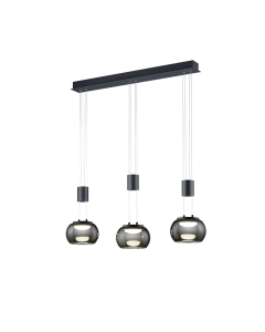 Κρεμαστό Φωτιστικό Black Mat 82xH150cm LED 3x8w 3x900lm 3000K Switch Dimmer Trio Lighting Madison 342010332