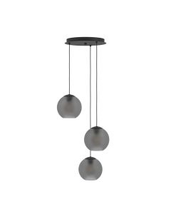 Κρεμαστό Φωτιστικό D45,5xH150cm Τρίφωτη Ροζέτα 3xE27 Μαύρο Μέταλλο-Γκρι Γυαλί Eglo Arangona Eglo Arangona 390213