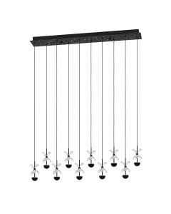 Κρεμαστό Φωτιστικό Ράγα 87cm LED 3000K 2800lm Μαύρο Eglo Pianopoli 2 390278