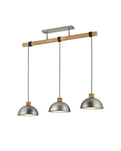 Κρεμαστό Φωτιστικό Τρίφωτο Ράγα 107xH215cm 3xE27 Nickel Antique Trio Lighting Delhi 303400367