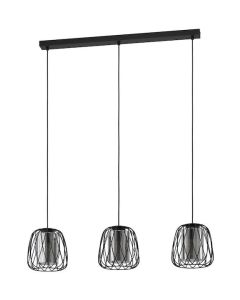 Κρεμαστό Φωτιστικό Τρίφωτο Ράγα Τρίφωτη 89cm 3xE27 Μέταλλο Μαύρο Eglo Floresta 99706