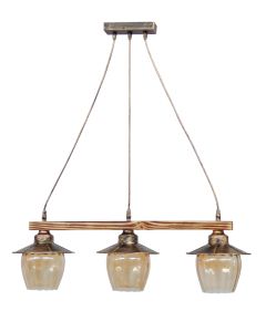 Κρεμαστό φωτιστικό με γυαλιά μελί R-98CABLE RAGA 3/L BRONZE Heronia 30-0069